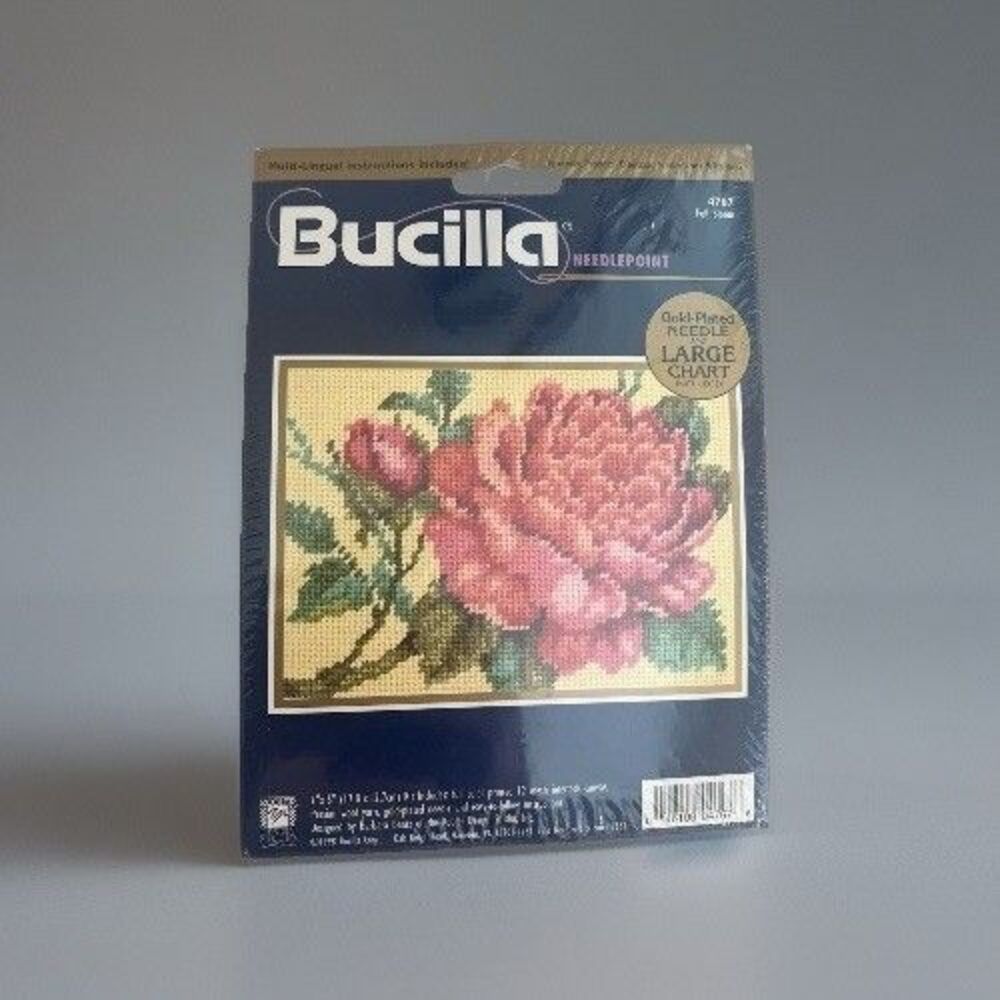 Bucilla Vintage 1998 #4767 Full Bloom Rose Needlepoint Kit 7X5” Cottagecore New